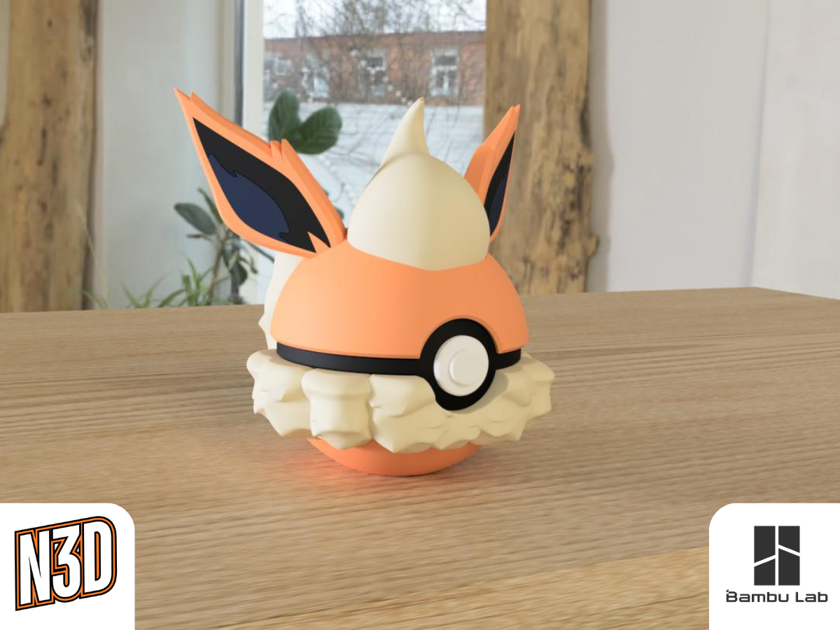 #0136 Flareon - Pokeball Collectible - 3d Printed Pokemon Decor