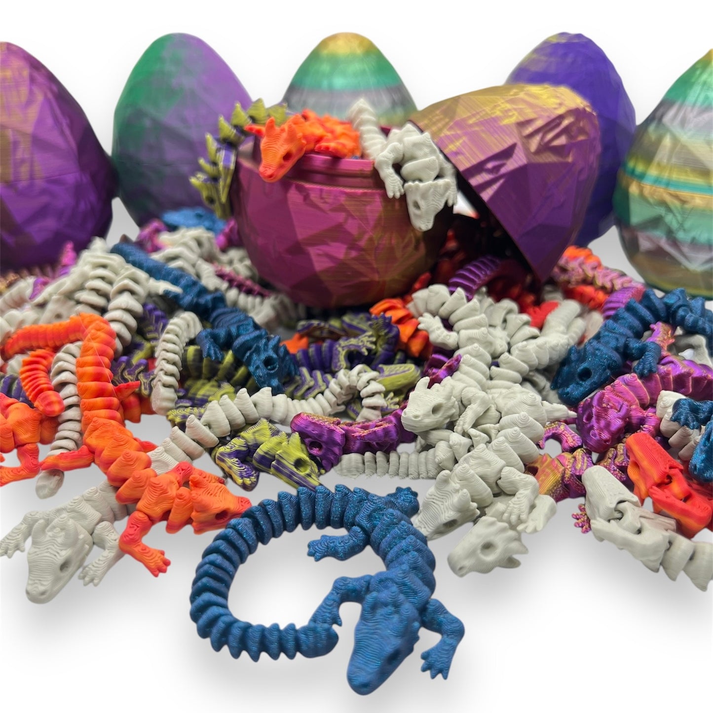 Beautiful Mini Dragon Egg with 5 Mini Bone Dragons -Articulated 3d Printed Gift