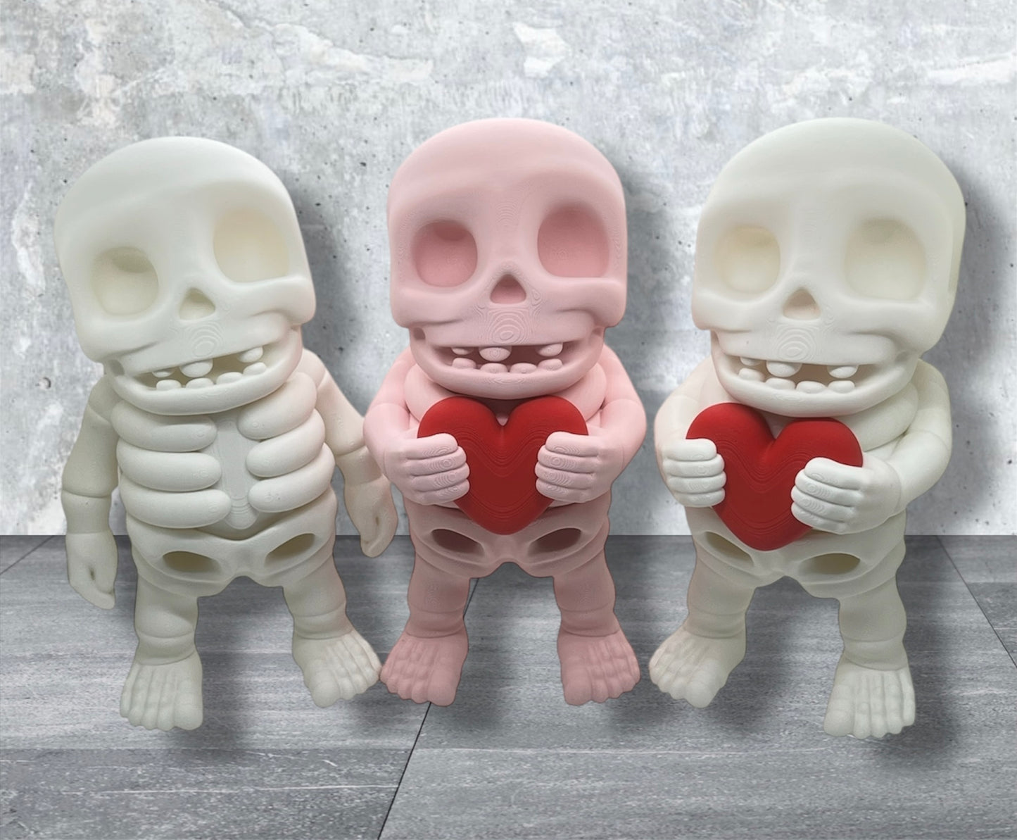4" Skeleton Holding a Heart - Articulated High-Quality 3D Printed Animal Figurine