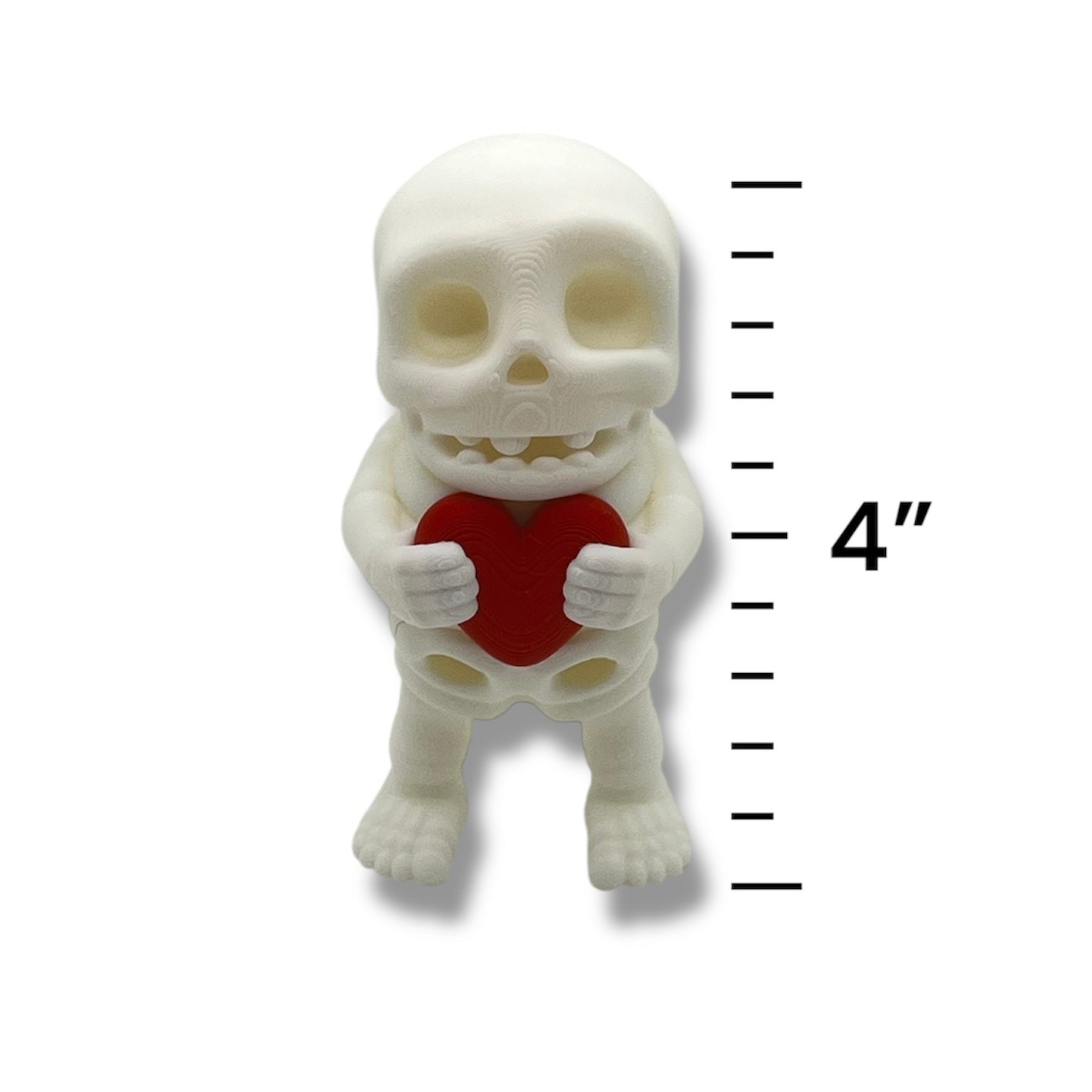 4" Skeleton Holding a Heart - Articulated High-Quality 3D Printed Animal Figurine