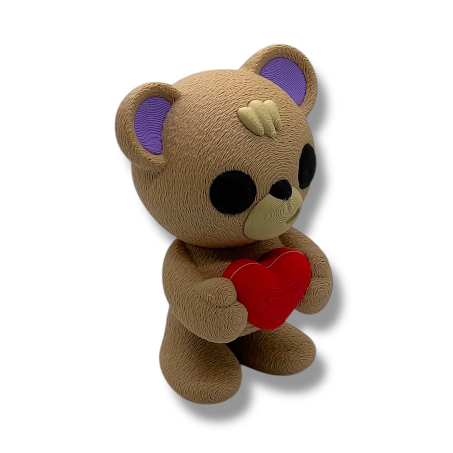 4" Fuzzy Valentines Bear Holding a Heart - Articulated High-Quality 3D Printed Animal Figurine