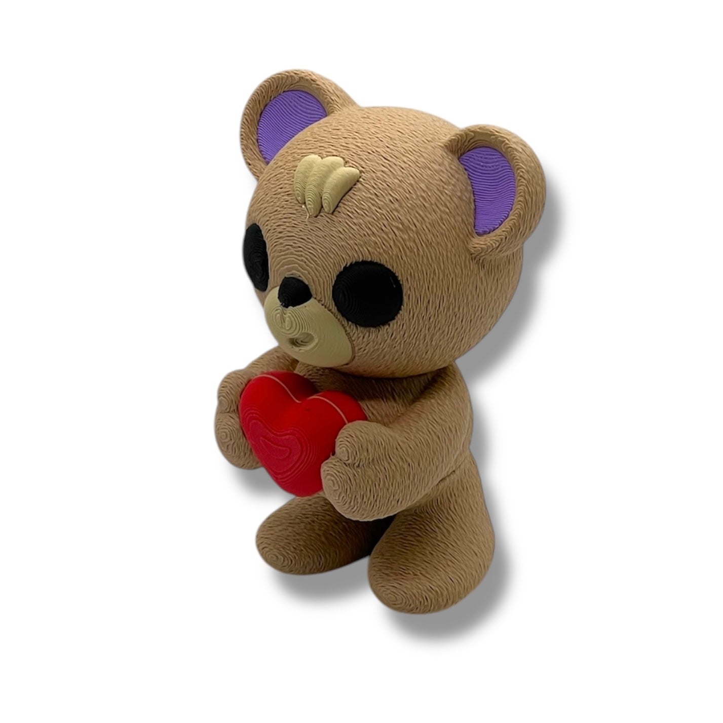 4" Fuzzy Valentines Bear Holding a Heart - Articulated High-Quality 3D Printed Animal Figurine
