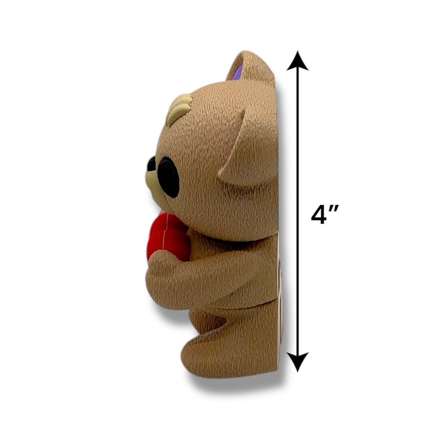 4" Fuzzy Valentines Bear Holding a Heart - Articulated High-Quality 3D Printed Animal Figurine