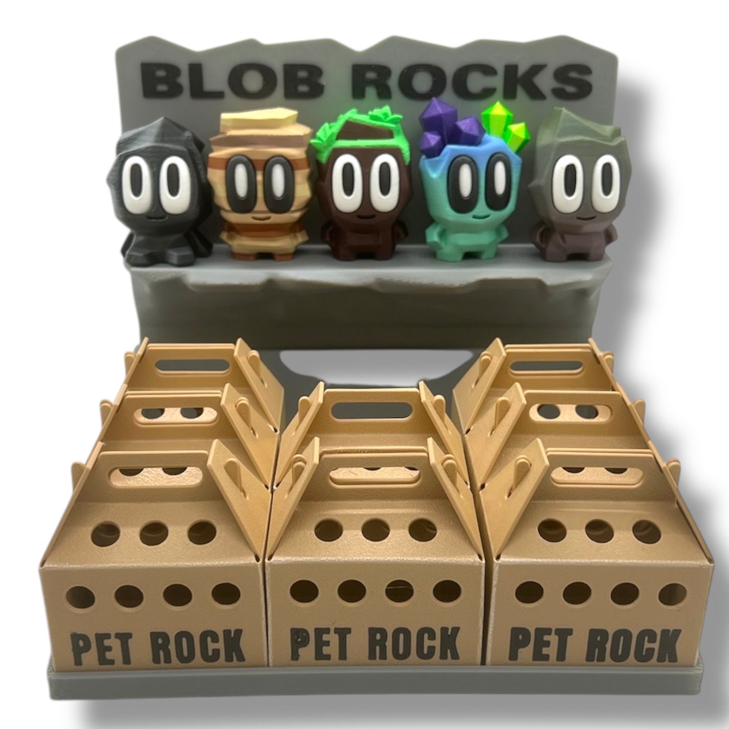 Adorable Pet Rock with Carrier - 3d Printed Figurine Decor