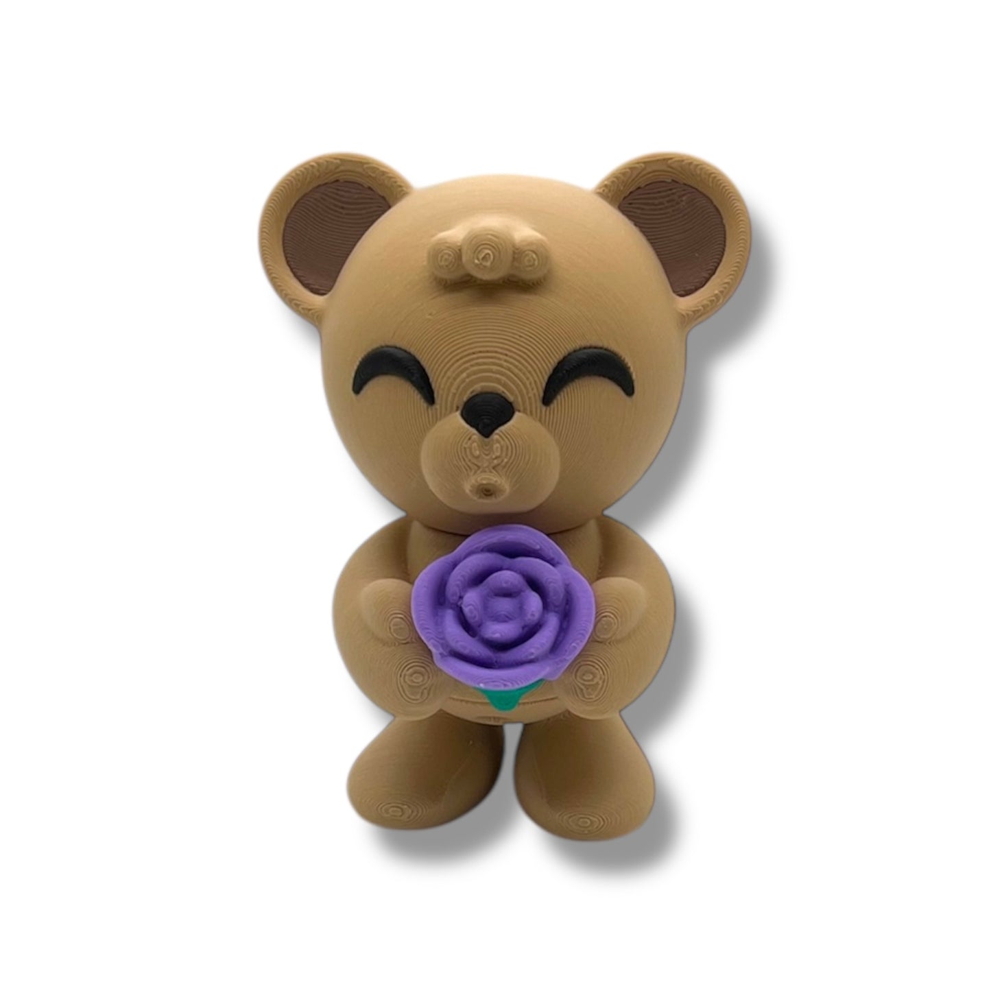 4" Valentines Bear Holding Flowers - Articulated High-Quality 3D Printed Animal Figurine