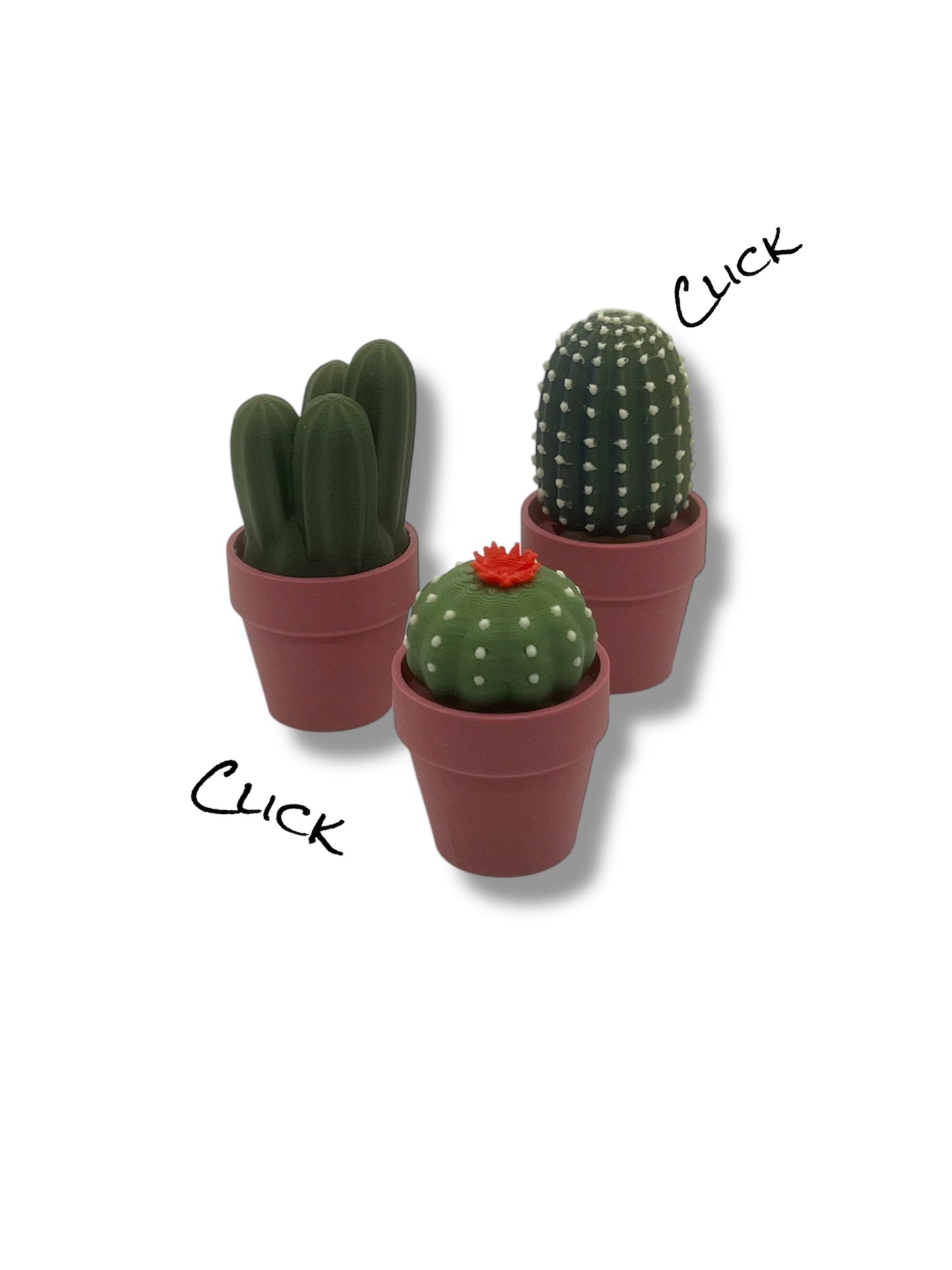 Adorable Fidget Clicker, Spinner and Magnetic Sets - 3d Printed Cactus, Plant and Mushroom Clicky Fidget Decor