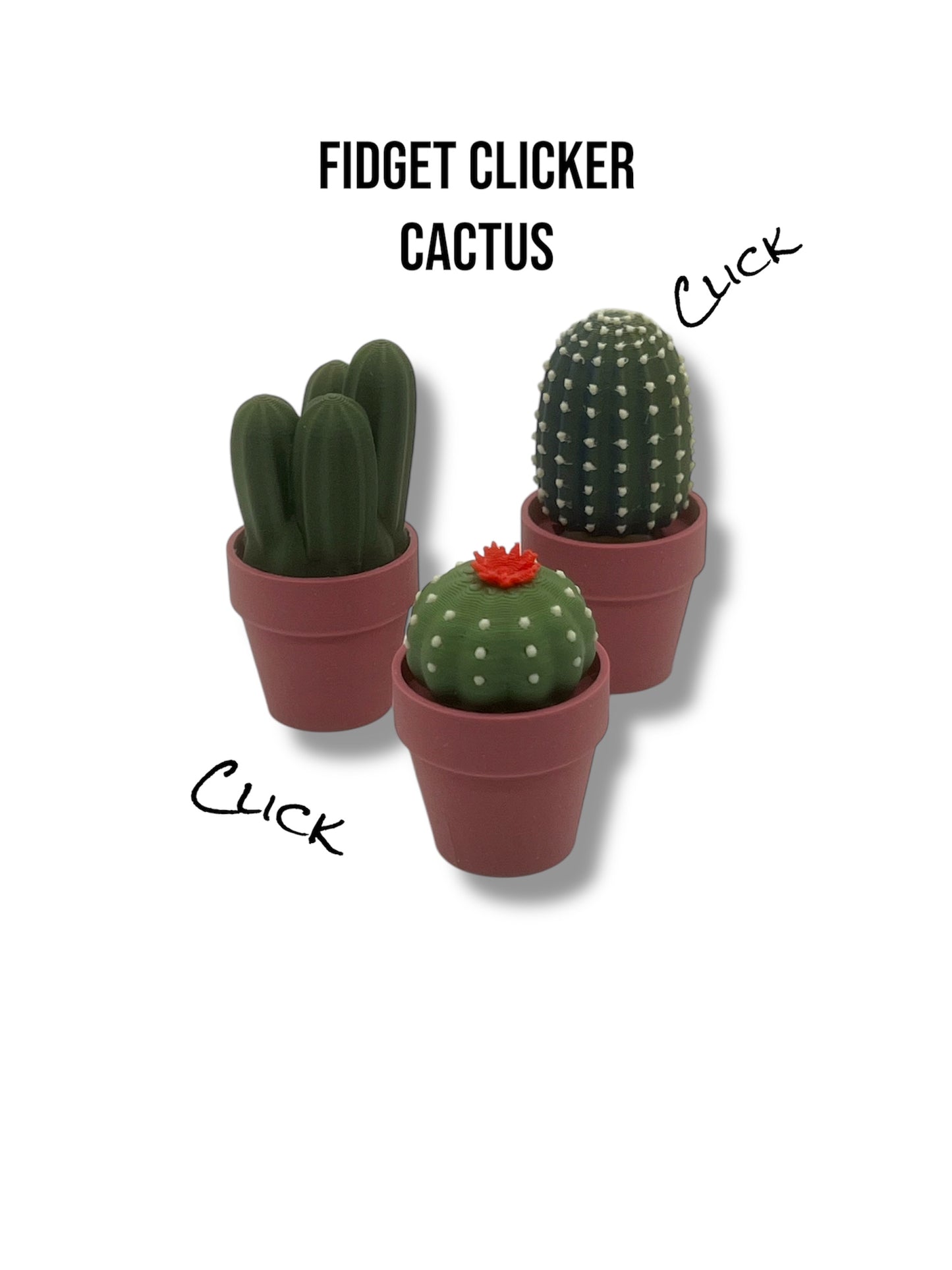 Adorable Fidget Clicker, Spinner and Magnetic Sets - 3d Printed Cactus, Plant and Mushroom Clicky Fidget Decor