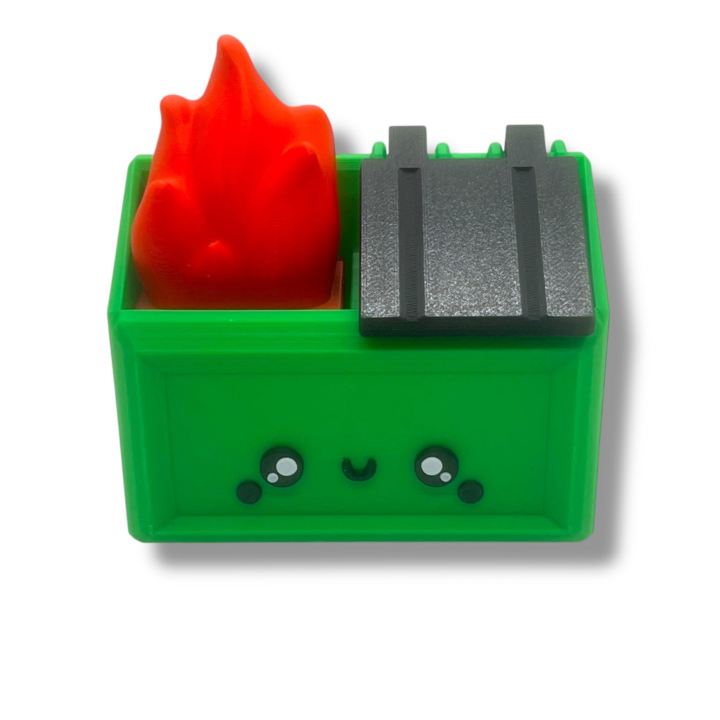 Cute Dumpster Fire Container - 3d Printed Articulated Desk Decor