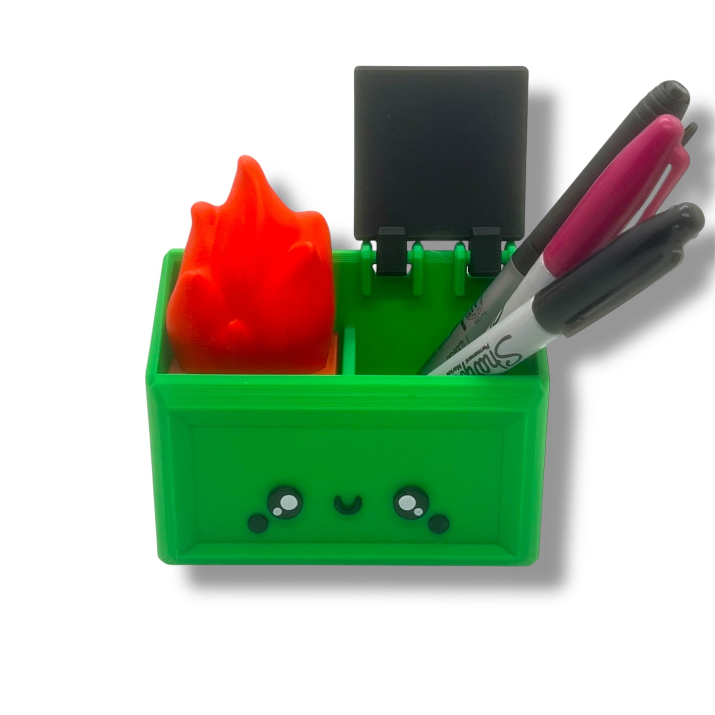 Cute Dumpster Fire Container - 3d Printed Articulated Desk Decor