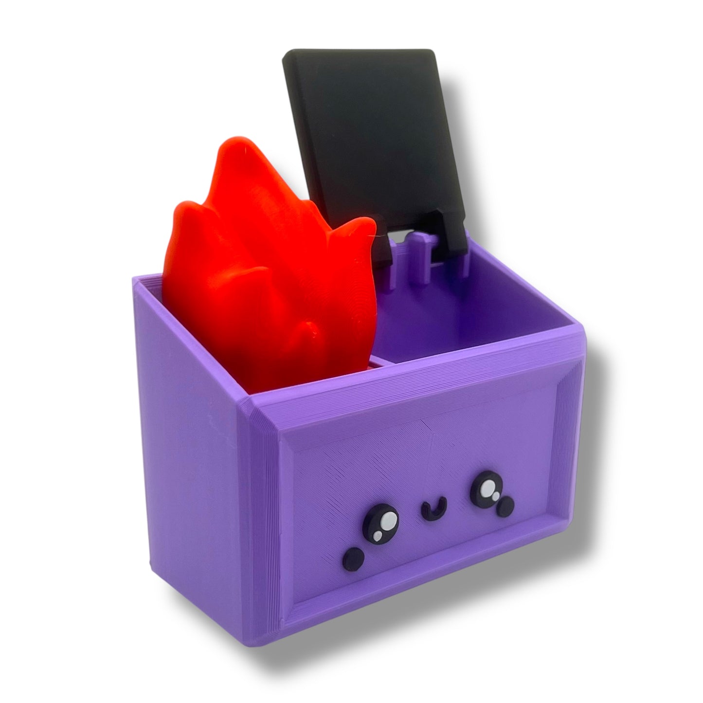 Cute Dumpster Fire Container - 3d Printed Articulated Desk Decor