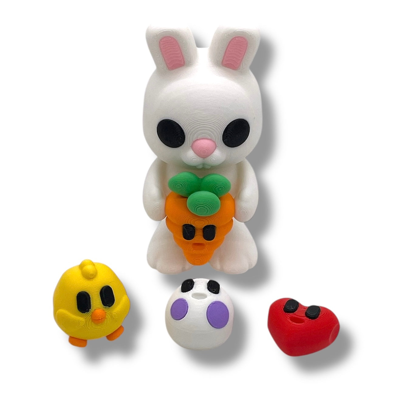 4.5" Adorable Easter Rabbit w/ Accessories Set - 3d Printed Articulated Easter Decor