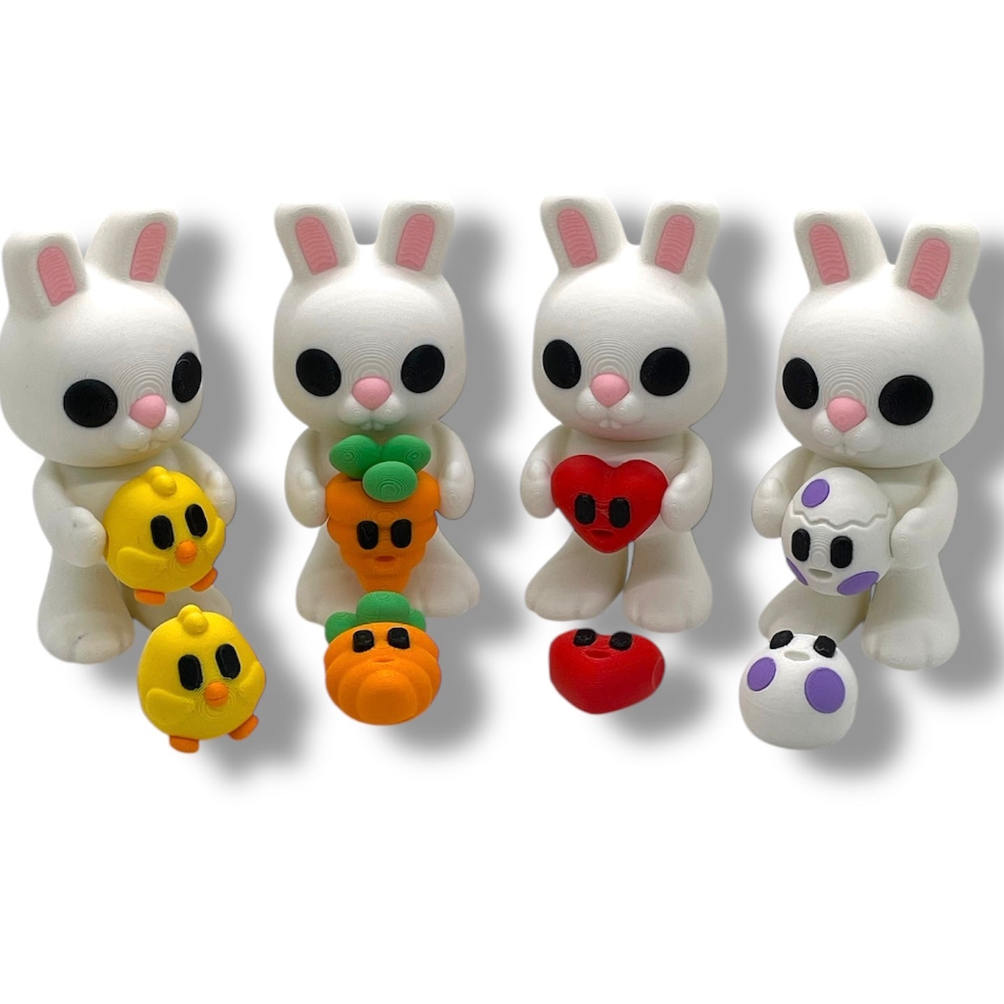 4.5" Adorable Easter Rabbit w/ Accessories Set - 3d Printed Articulated Easter Decor