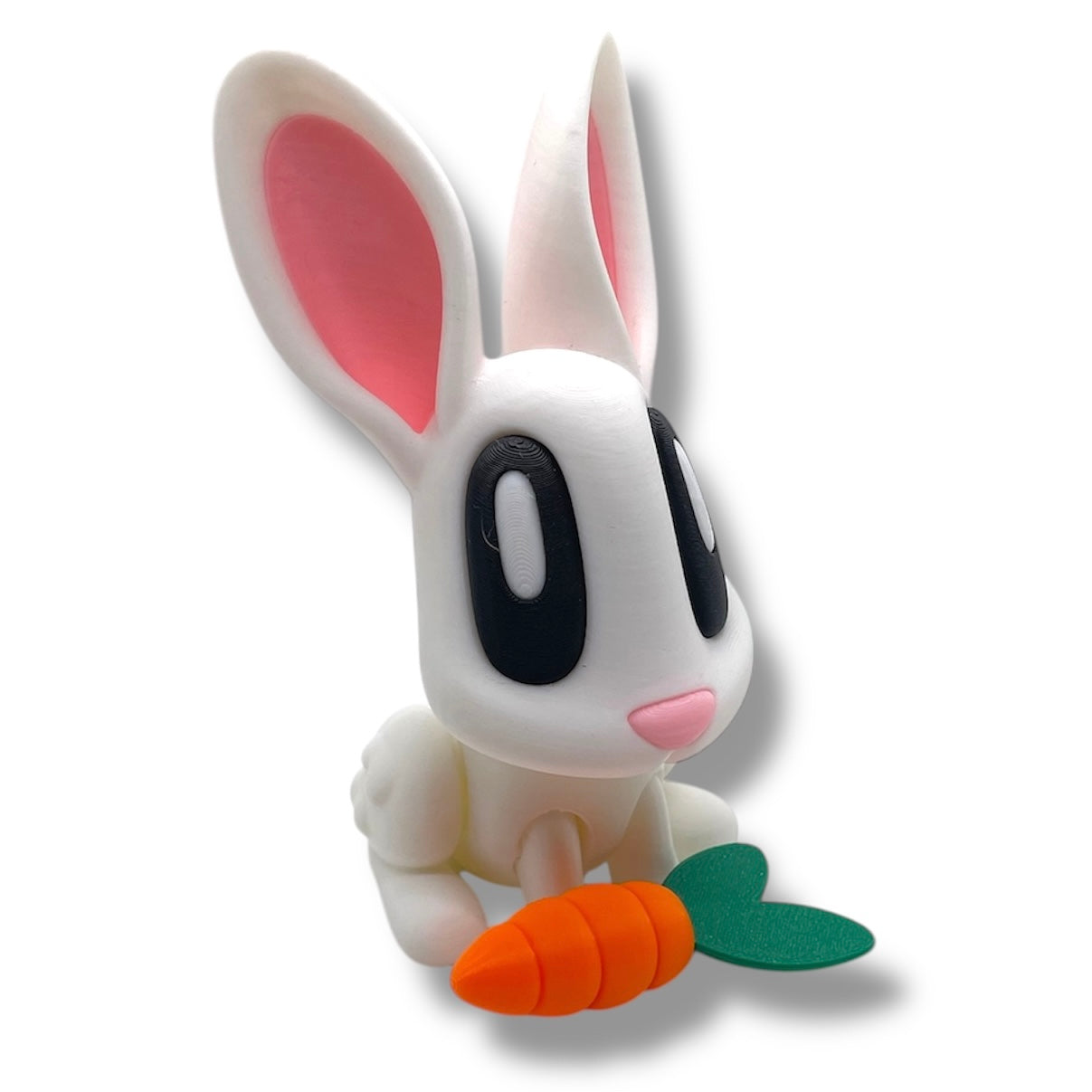 Cute 5" Blob Bunny with Carrot - 3d Printed Articulated Rabbit Fun Decor