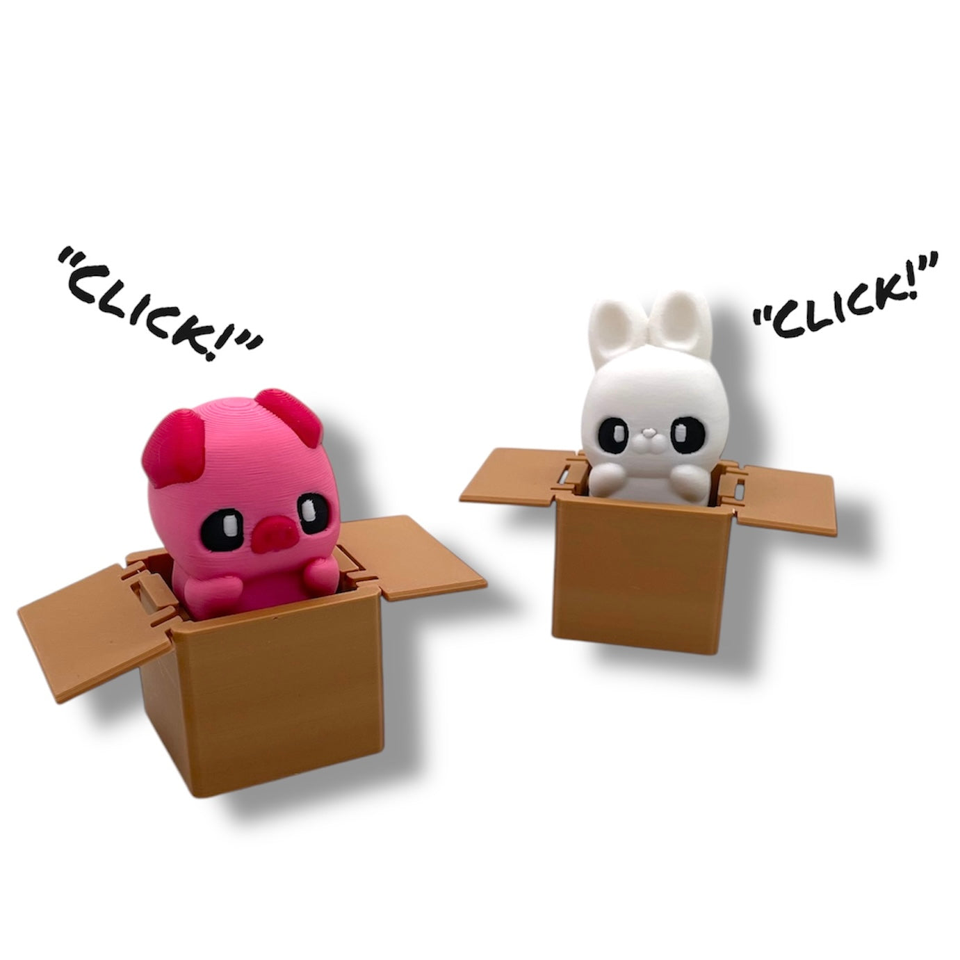 Clicker Critters Adorable Fidget Friends - 3d Printed Desktop Fidgety Pig Bunny Cat Decor