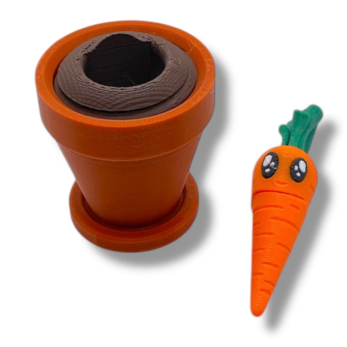 Cute Carrot Fidget Friend w/ Pot - 3d Printed Articulated Plant Home Decor