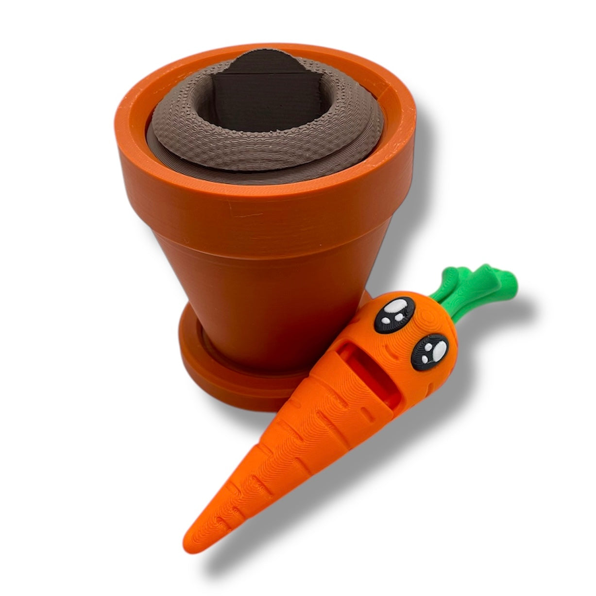 Cute Carrot Fidget Friend w/ Pot - 3d Printed Articulated Plant Home Decor