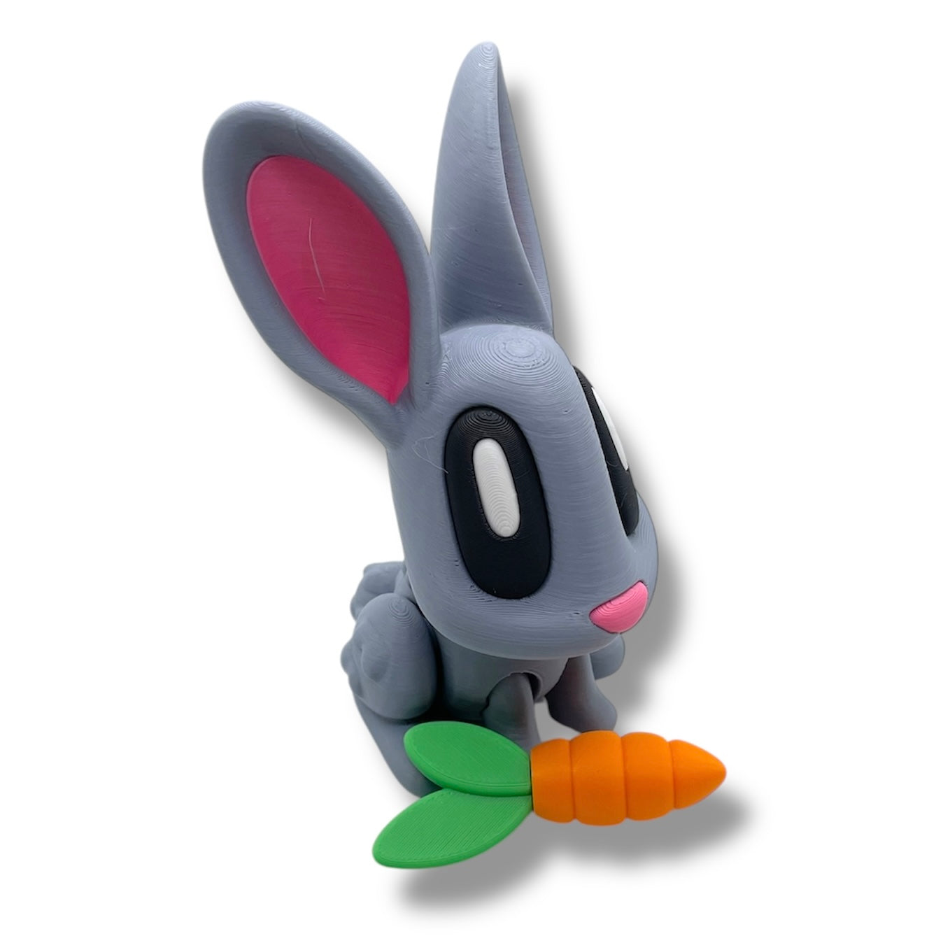 Cute 5" Blob Bunny with Carrot - 3d Printed Articulated Rabbit Fun Decor