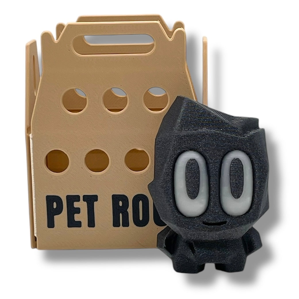 Adorable Pet Rock with Carrier - 3d Printed Figurine Decor