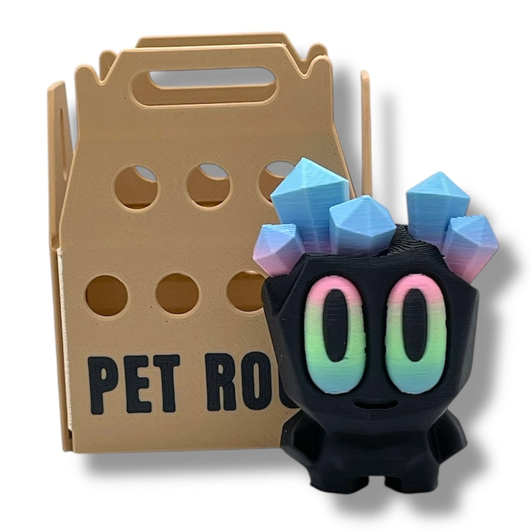 Adorable Pet Rock with Carrier - 3d Printed Figurine Decor