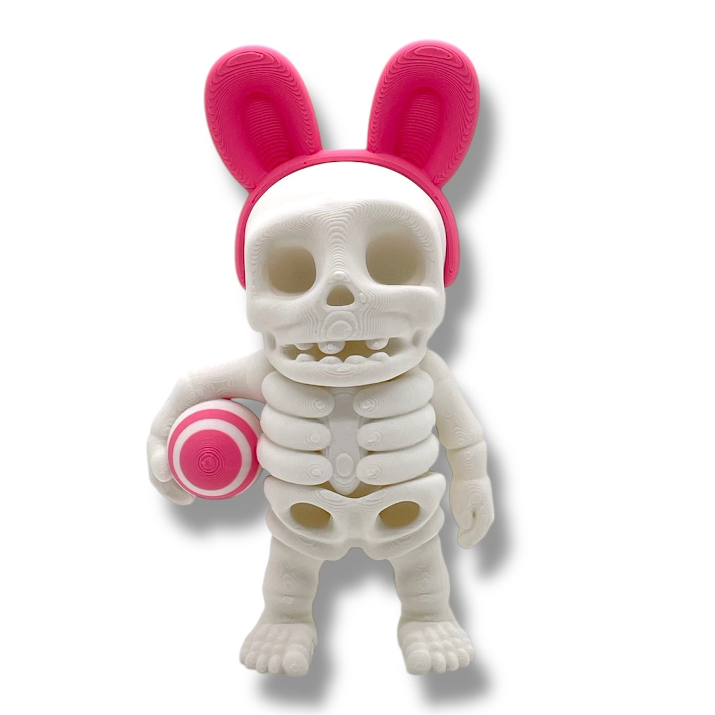 5" Bunny Ear Skeleton Holding an Easter Egg - Articulated High-Quality 3D Printed Animal Figurine