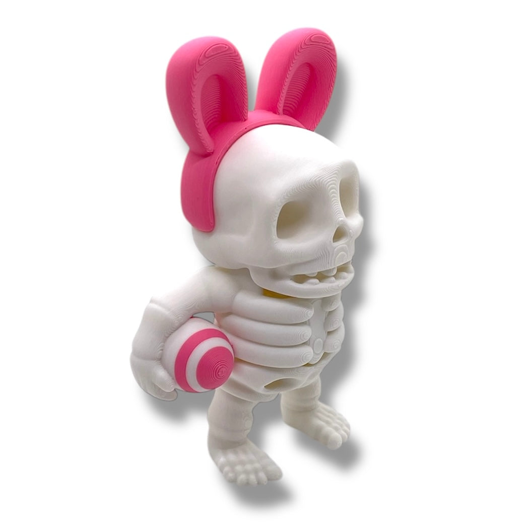 5" Bunny Ear Skeleton Holding an Easter Egg - Articulated High-Quality 3D Printed Animal Figurine