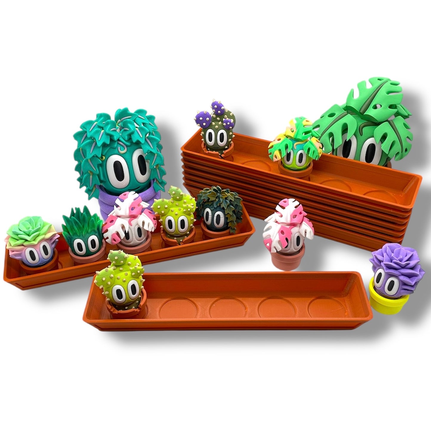 Charming Blob Plants in Unique Pots - 3d Printed Enchanting Figurine Decor