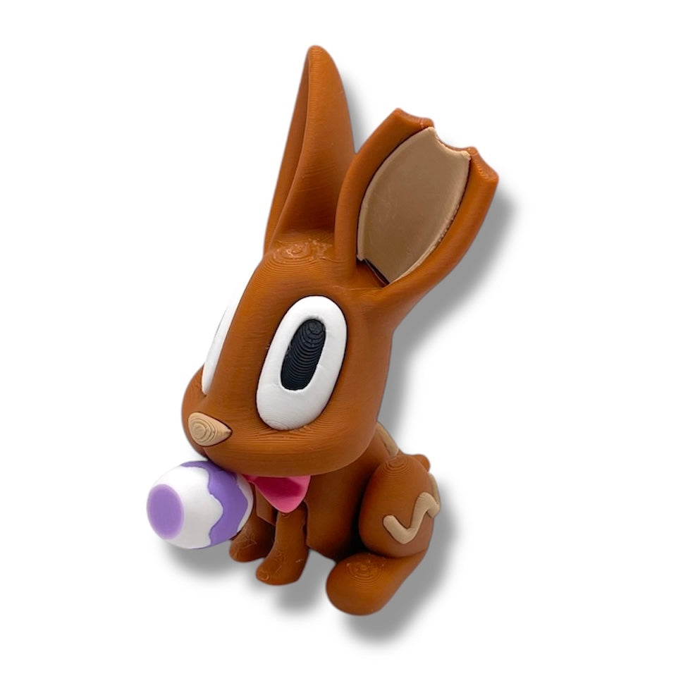Cute 5" Blob Bunny with Carrot - 3d Printed Articulated Rabbit Fun Decor