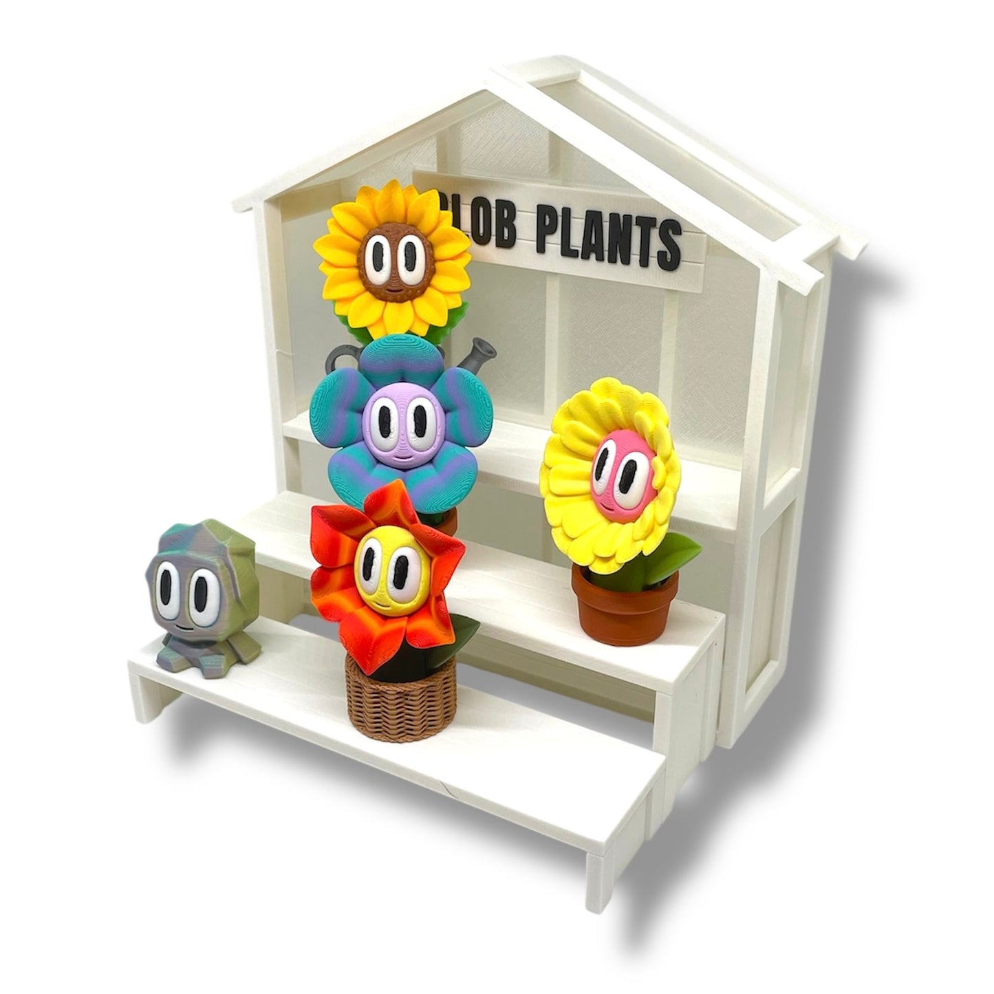 Charming Blob Plants in Unique Pots - 3d Printed Enchanting Figurine Decor