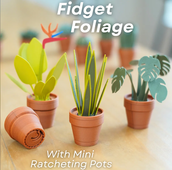 Adorable Fidget Clicker, Spinner and Magnetic Sets - 3d Printed Cactus, Plant and Mushroom Clicky Fidget Decor