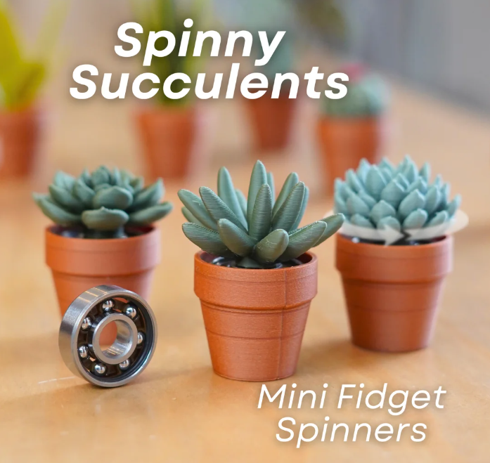 Adorable Fidget Clicker, Spinner and Magnetic Sets - 3d Printed Cactus, Plant and Mushroom Clicky Fidget Decor