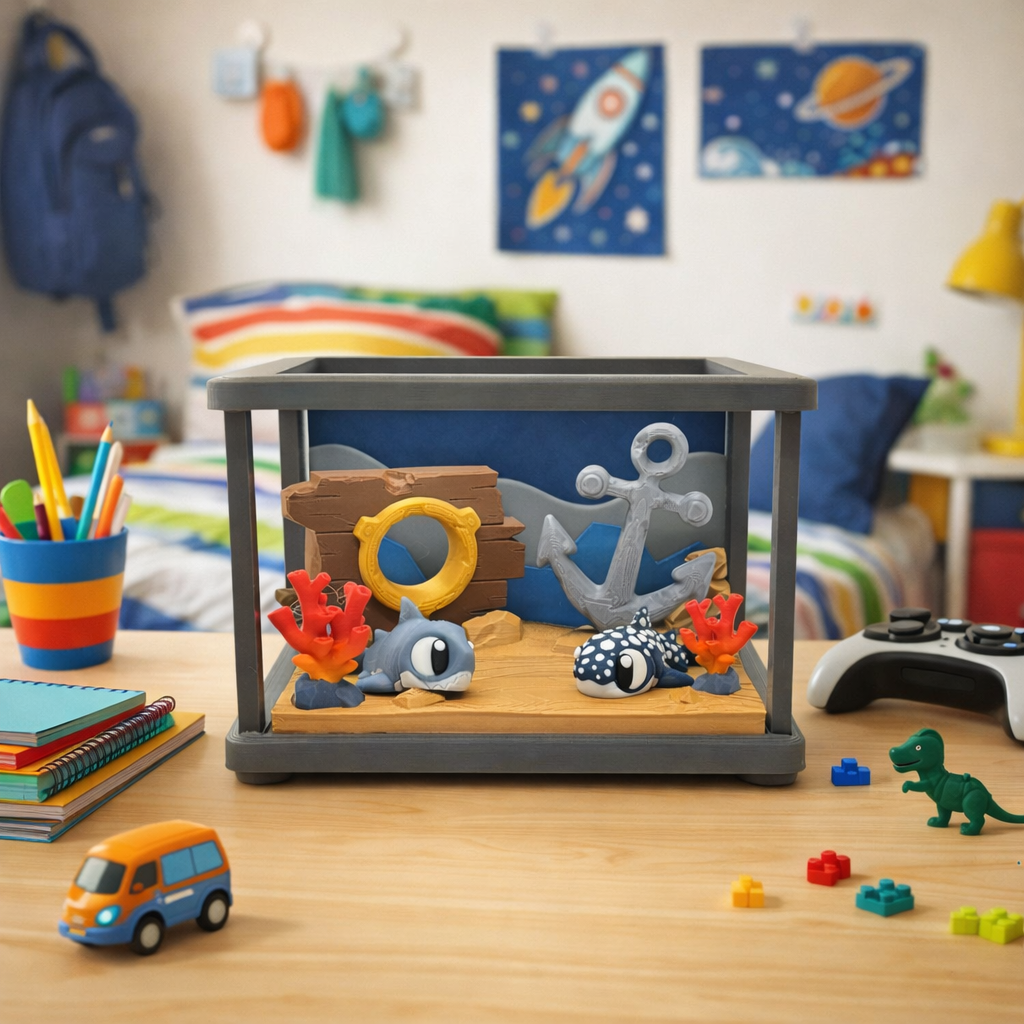 Deep Sea Shark Adventure Set – Ocean Desk Diorama (2 Sharks Included)