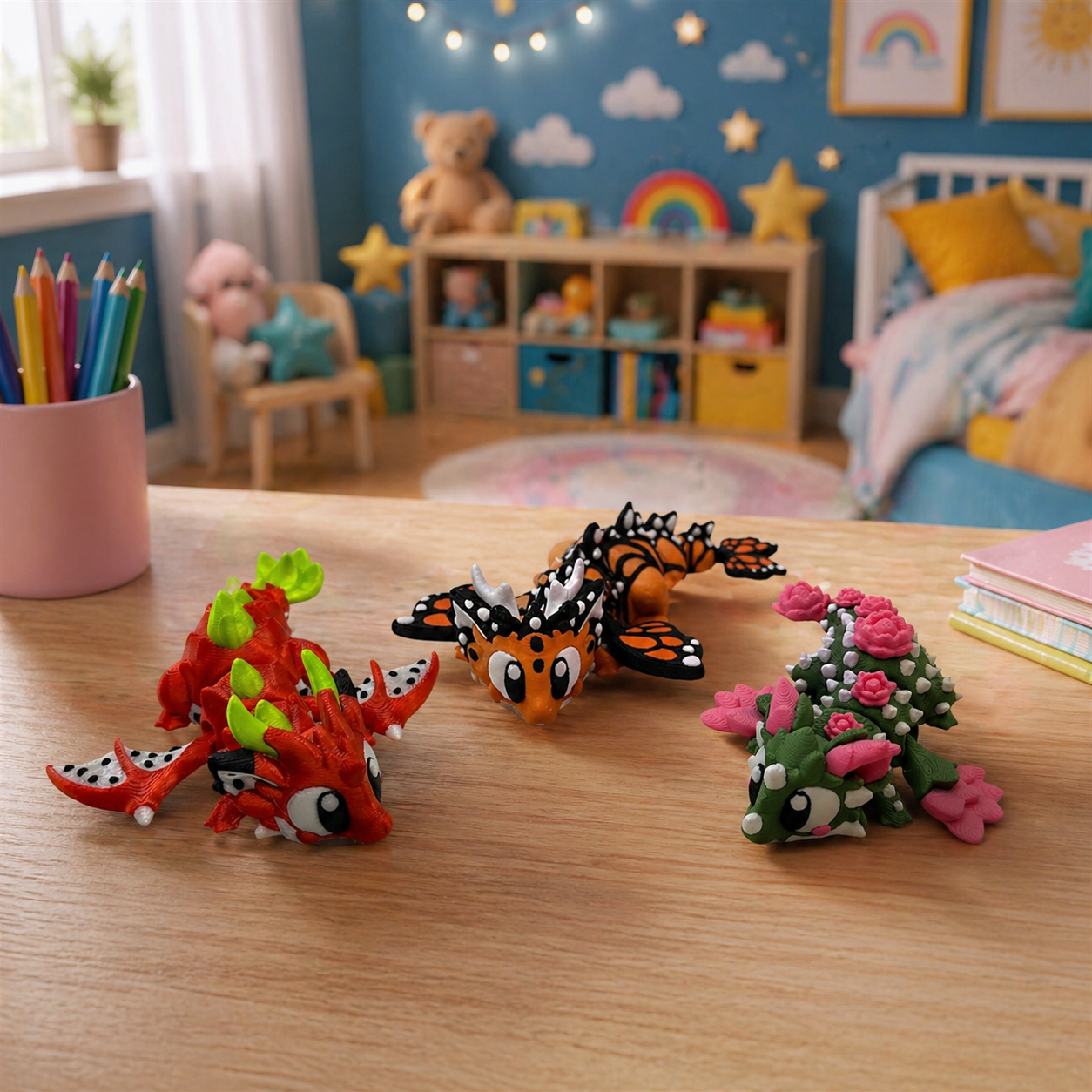 Beautiful 5" 3dGob Dragon - 3d Printed Articulated Decor