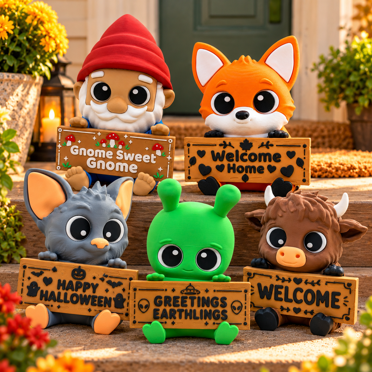 Porch Pals – 7" Inch Greeters with Interchangeable Signs