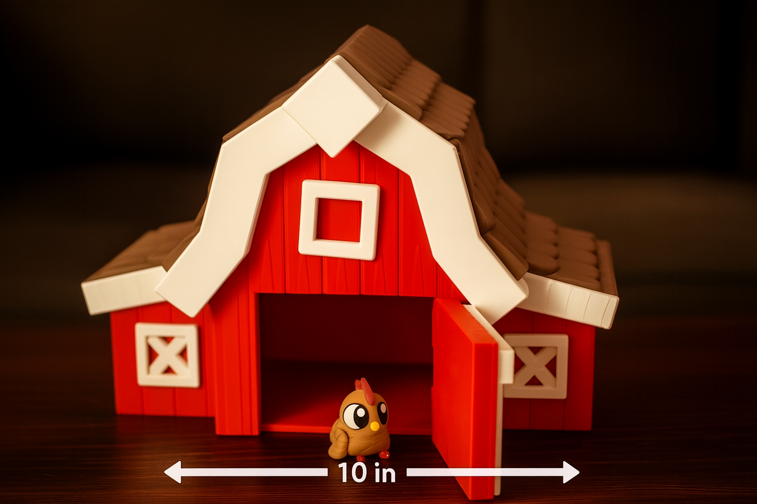 Adorable 3D Printed Barn with Duck & Chicken – 5” or 10" Storage Container