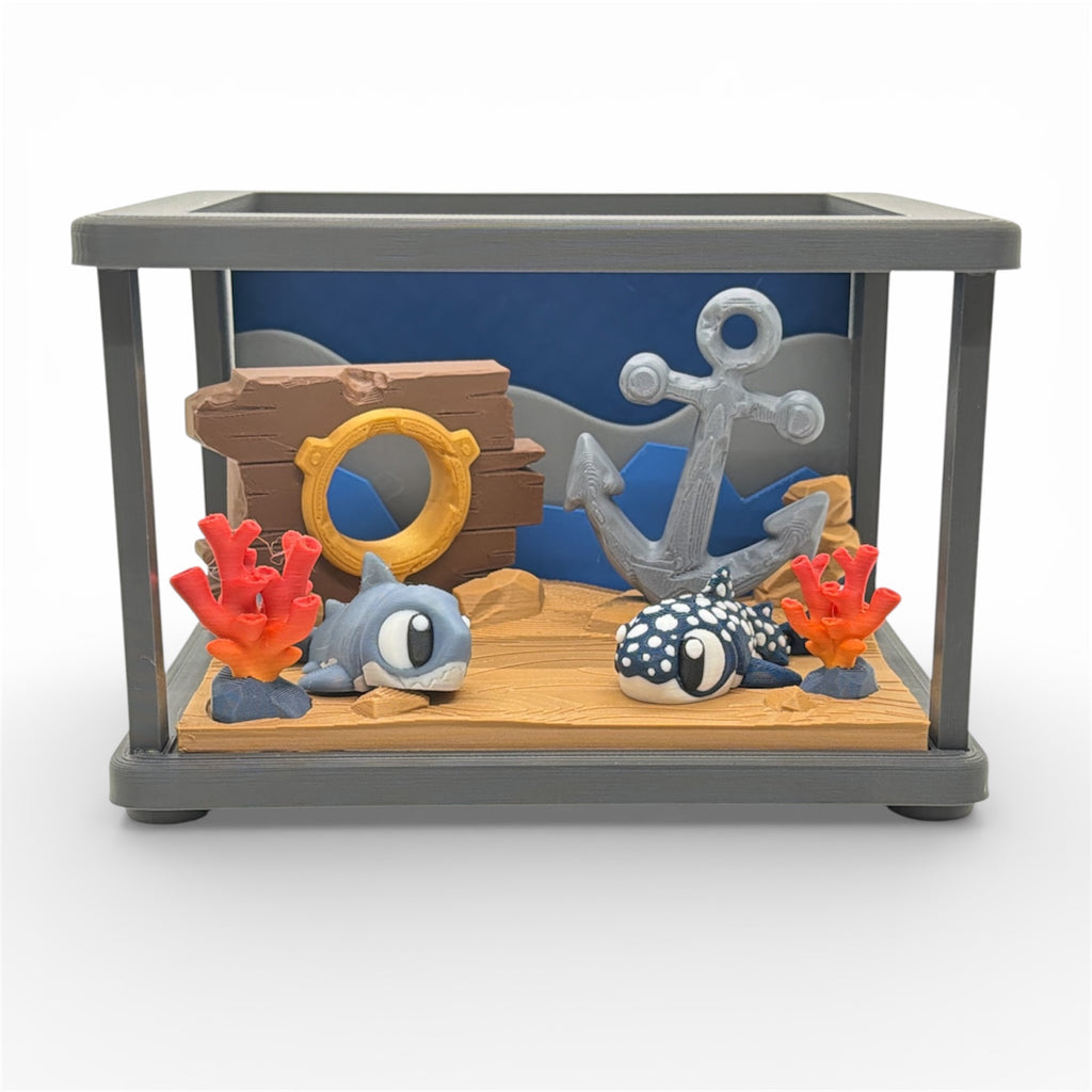 Deep Sea Shark Adventure Set – Ocean Desk Diorama (2 Sharks Included)