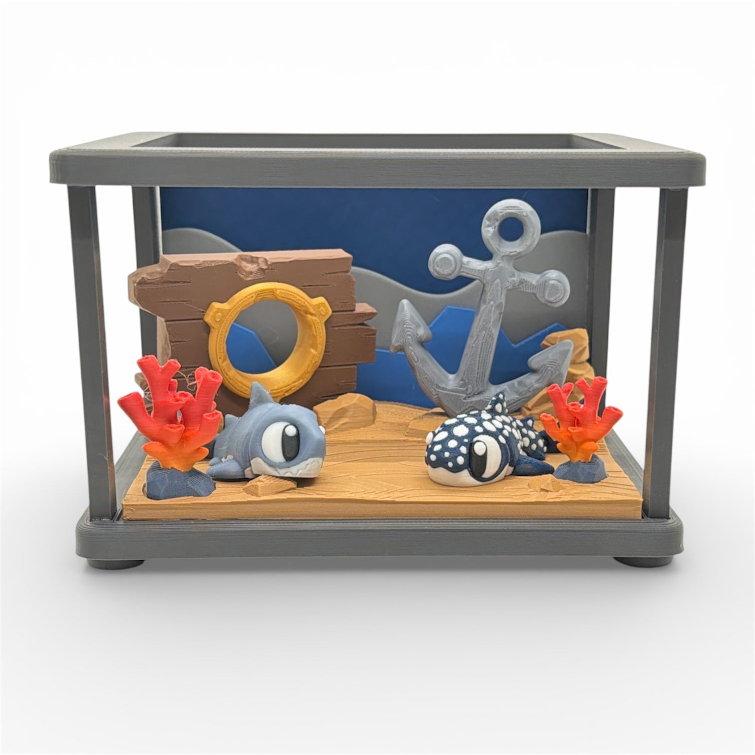 Deep Sea Shark Adventure Set – Ocean Desk Diorama (2 Sharks Included)