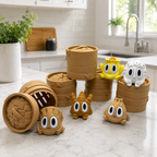 Blob Dim Sum Dumplings in Steamer Basket | Cute Collectibles | 5 Styles Available | Desktop Decor