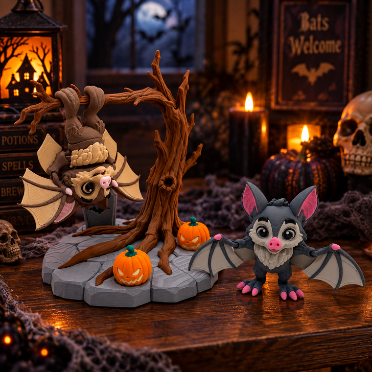 Spooky Bat Tree – 6-Inch Halloween Set with 2 Bats – main product view