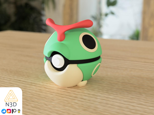 #0010 Caterpie - Pokeball Collectible - 3d Printed Pokemon Decor
