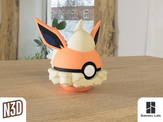 #0136 Flareon - Pokeball Collectible - 3d Printed Pokemon Decor