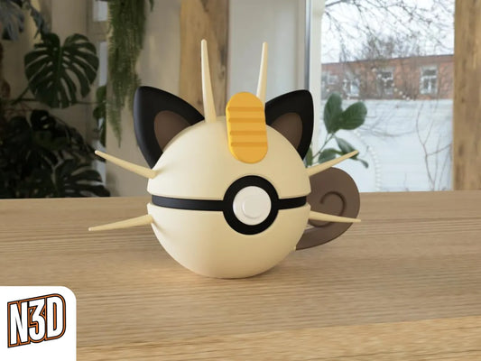 #0052 Meowth - Pokeball Collectible - 3d Printed Pokemon Decor