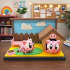 Adorable Piggy Set - w/ 2 Pigs - Desk top Pig Decor by 3dGob