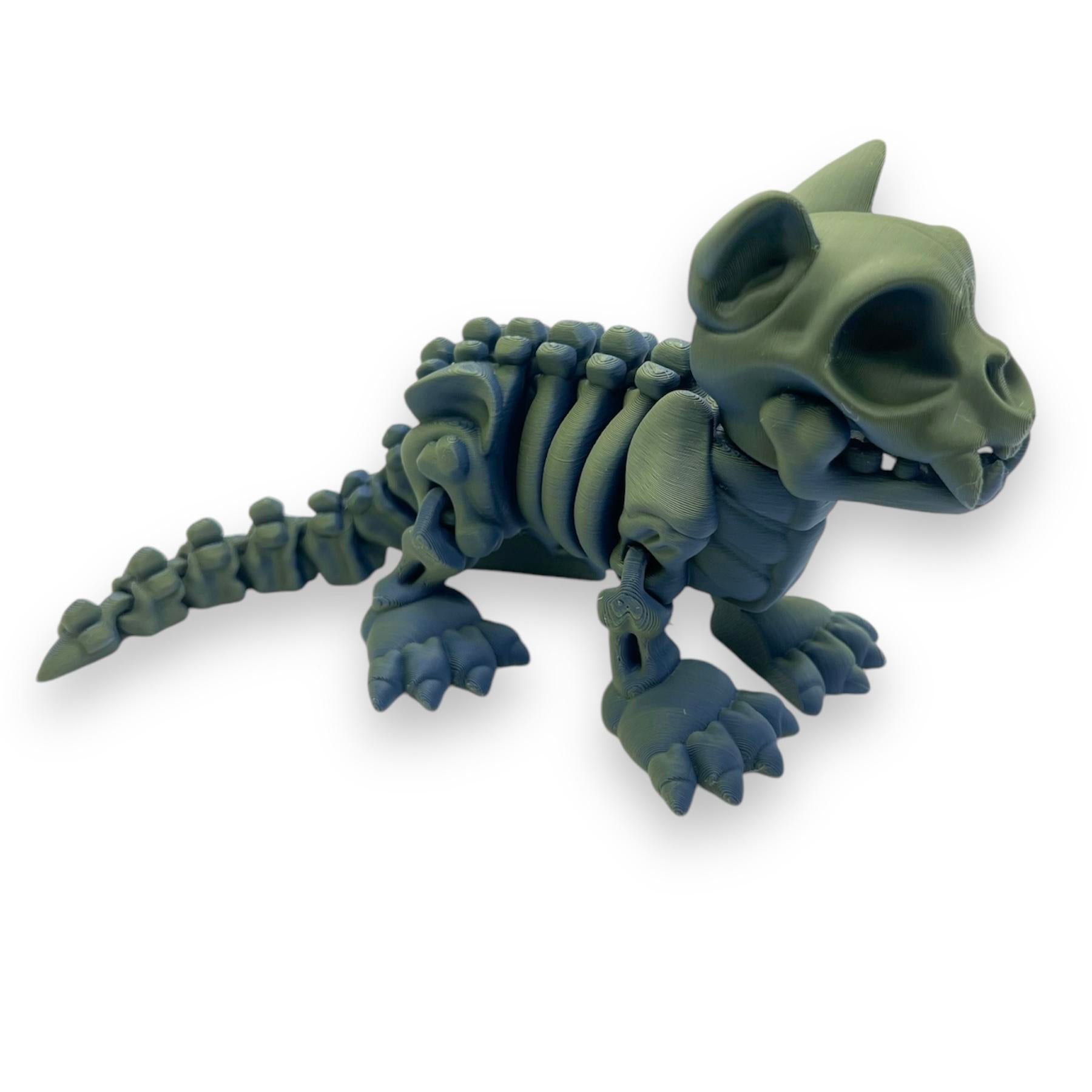 Creepy Cat Skeleton - 8" Articulated 3D Printed Spooky Halloween Ornament