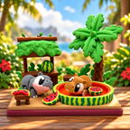 Hippo Watermelon Paradise – Desktop Decor