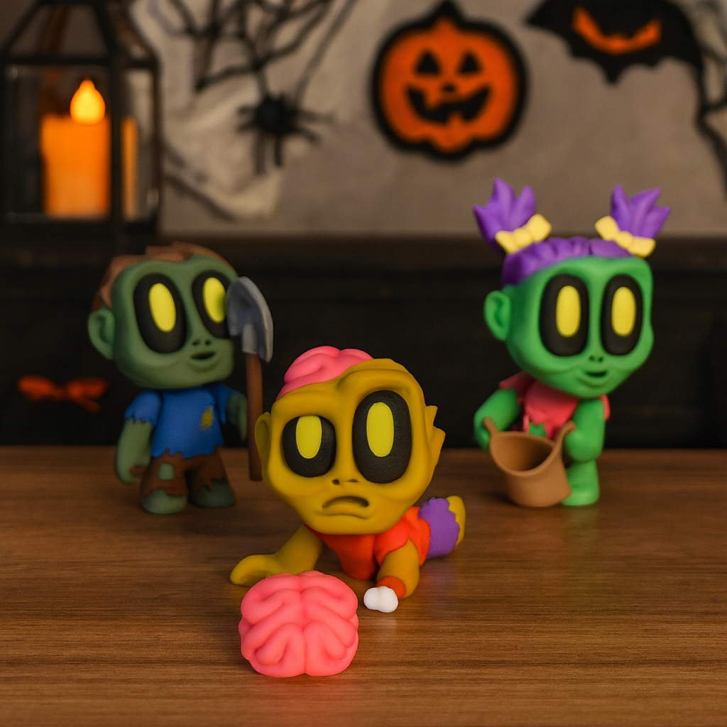 Halloween Blob Zombie Figurines – 3d Printed Creepy Cute Miniature Collectibles