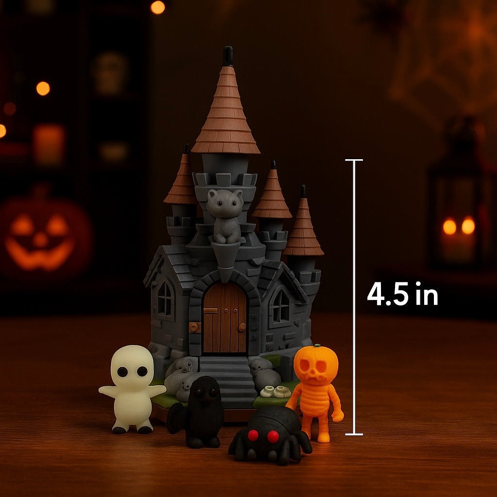 🏰 Transylvania Castle – 10” 3D Printed Haunted Set with 5 Figures - Desk Decor