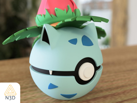 #0002 Ivysaur - Pokeball Collectible - 3d Printed Pokemon Decor