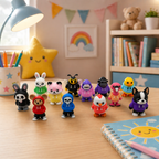 Micro Hoodie Critter Crew 12 Pack – 3D Printed Mini Animal Figures Set | Cute Collectible Desk Pets