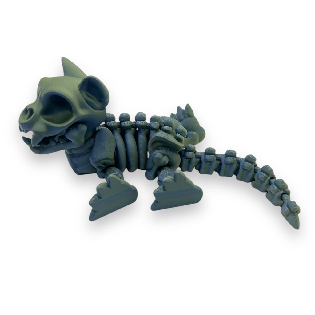 Creepy Cat Skeleton - 8" Articulated 3D Printed Spooky Halloween Ornament