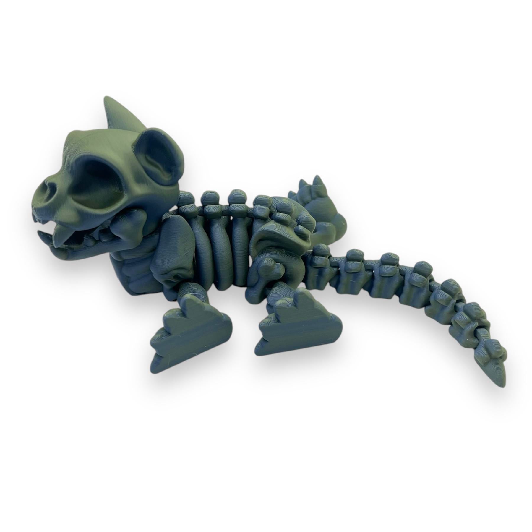 Creepy Cat Skeleton - 8" Articulated 3D Printed Spooky Halloween Ornament